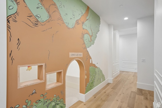 13042 N Prospector Way, Alpine, UT 84004 - hallway with wood finished floors, recessed lighting, and baseboards