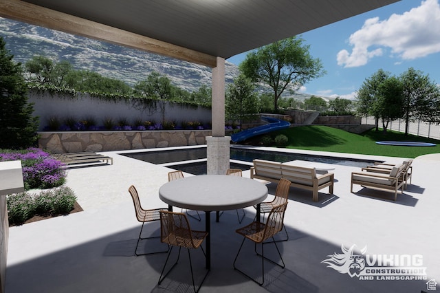 13042 N Prospector Way, Alpine, UT 84004 - view of patio / terrace featuring outdoor dining area and an outdoor living space