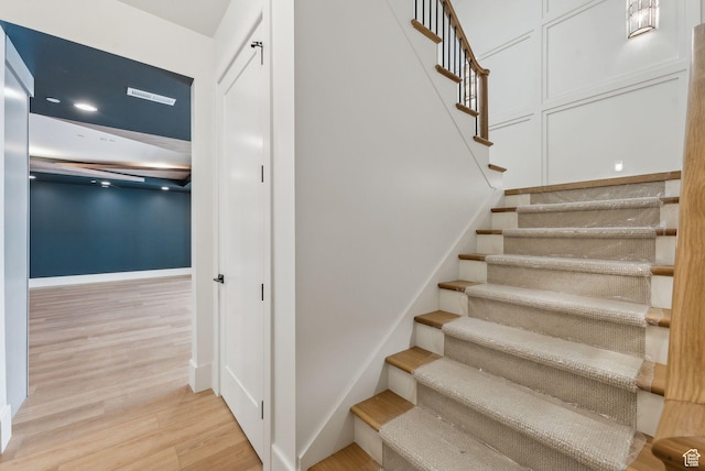 13042 N Prospector Way, Alpine, UT 84004 - staircase with wood finished floors and baseboards