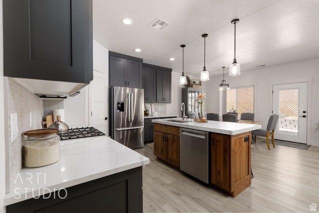 2843 E 410 N, St George, UT 84790 - kitchen with backsplash, a sink, appliances with stainless steel finishes, and visible vents