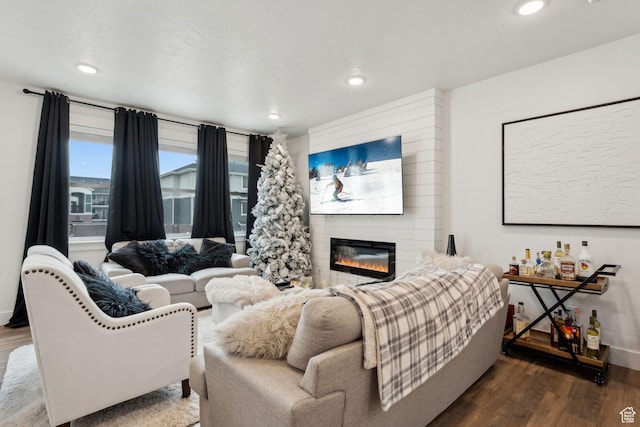 795 N Brook Ave, Tooele, UT 84074 - living room with a large fireplace, recessed lighting, and wood finished floors