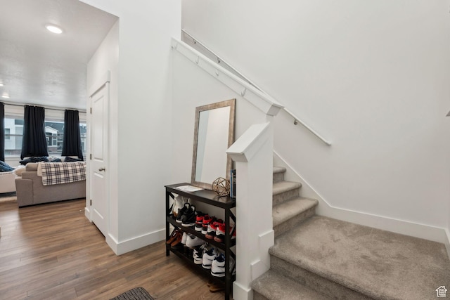 795 N Brook Ave, Tooele, UT 84074 - staircase with recessed lighting, baseboards, and wood finished floors