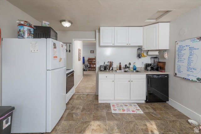 263 W Center St, Logan, UT 84321 - kitchen featuring light countertops, white cabinets, white appliances, baseboards, and a sink