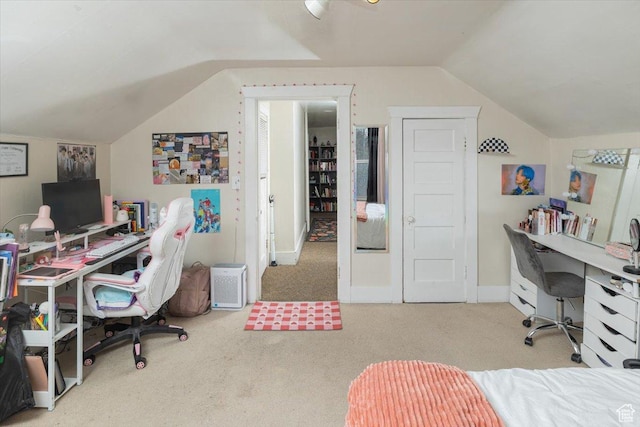 263 W Center St, Logan, UT 84321 - office featuring baseboards, vaulted ceiling, and carpet floors