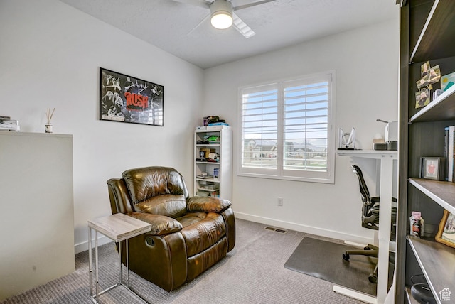 1002 E 2680 S, Heber City, UT 84032 - sitting room featuring baseboards, carpet flooring, ceiling fan, and visible vents