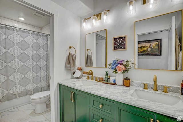 1002 E 2680 S, Heber City, UT 84032 - full bath with marble finish floor, double vanity, toilet, and a sink
