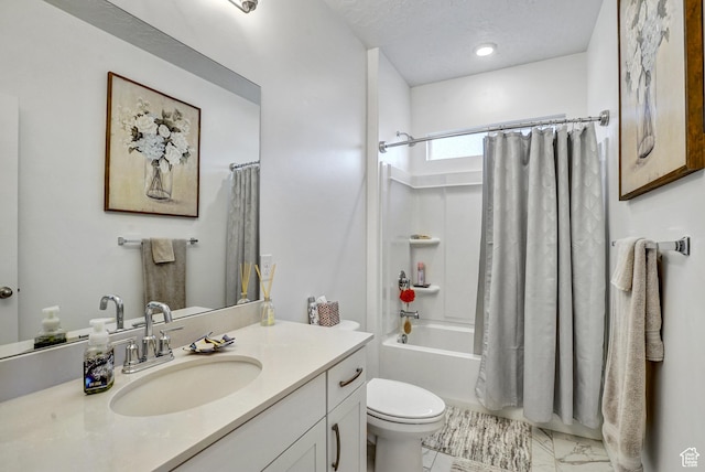 1002 E 2680 S, Heber City, UT 84032 - full bath with shower / bath combo, a textured ceiling, toilet, and vanity