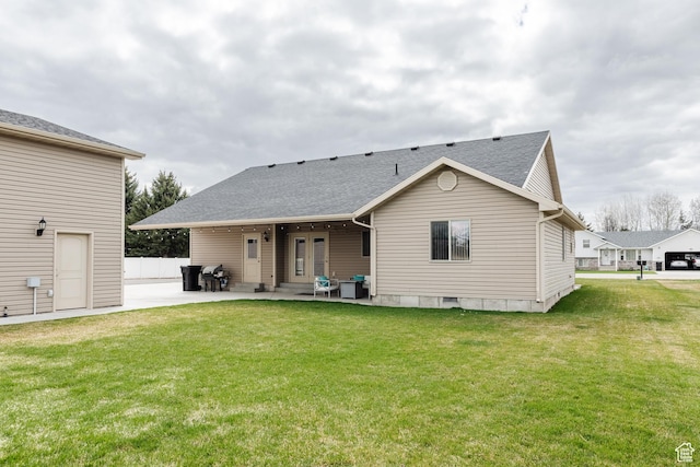 787 S 2nd W, Preston, ID 83263 - rear view of property with fence, a shingled roof, a patio, and a yard