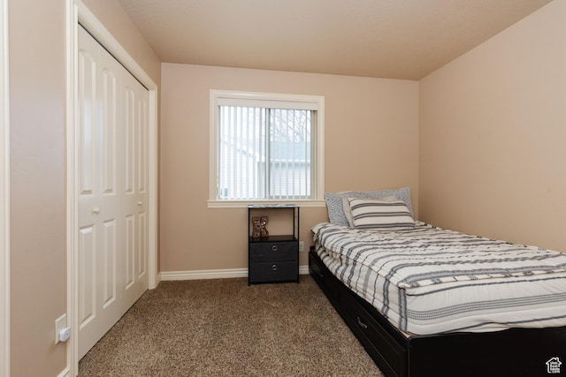 787 S 2nd W, Preston, ID 83263 - bedroom with baseboards, a closet, and dark carpet