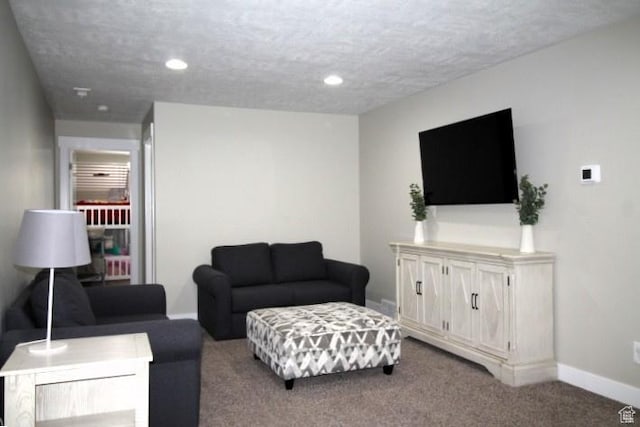987 W 880 N, American Fork, UT 84003 - living area featuring recessed lighting, carpet floors, baseboards, and a textured ceiling