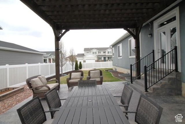 987 W 880 N, American Fork, UT 84003 - deck with a fenced backyard, an outdoor living space, entry steps, and a residential view