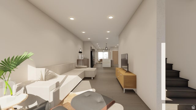 4350 S 900 E, Millcreek, UT 84124 - living room with stairs, light wood-style flooring, and recessed lighting