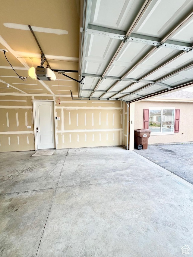 garage with a garage door opener