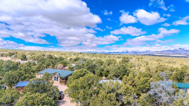 bird's eye view featuring a view of trees