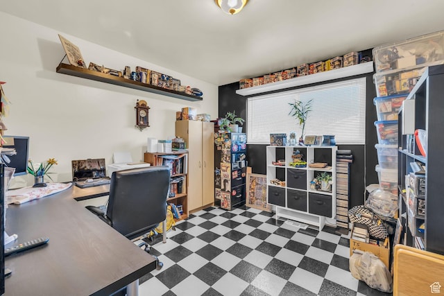 office space featuring dark floors