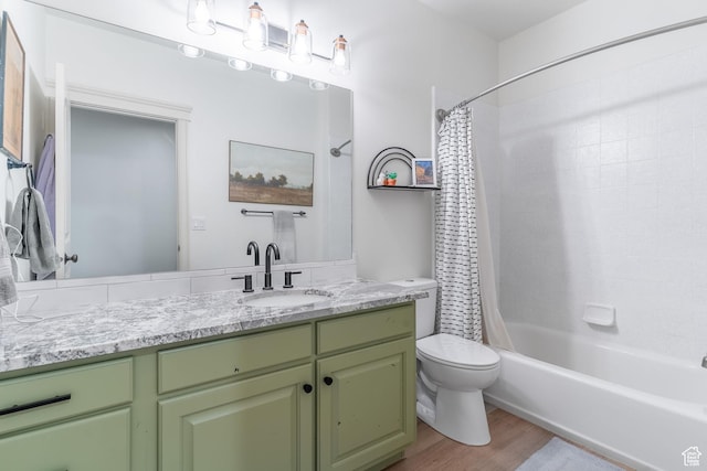 1255 W 3300 N, Pleasant View, UT 84414 - bathroom featuring shower / tub combo with curtain, toilet, vanity, and wood finished floors