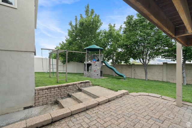 2711 N Deer Meadow Dr, Lehi, UT 84043 - view of patio / terrace with a playground
