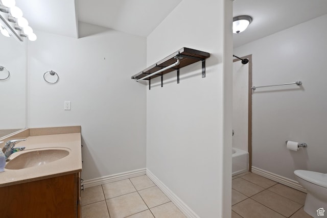 2711 N Deer Meadow Dr, Lehi, UT 84043 - full bathroom with tile patterned flooring, vanity, toilet, bathtub / shower combination, and baseboards