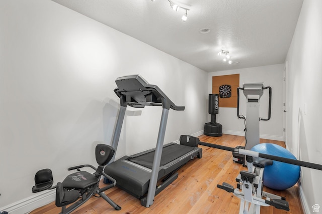 13053 S 1300 W, Riverton, UT 84065 - exercise area with wood finished floors, baseboards, and rail lighting