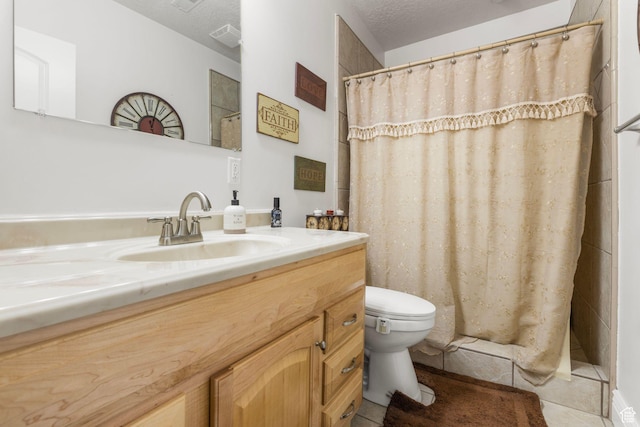 13053 S 1300 W, Riverton, UT 84065 - bathroom with toilet, vanity, curtained shower, and tile patterned floors
