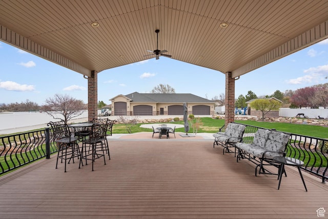 13053 S 1300 W, Riverton, UT 84065 - wooden terrace with a ceiling fan and outdoor dining area