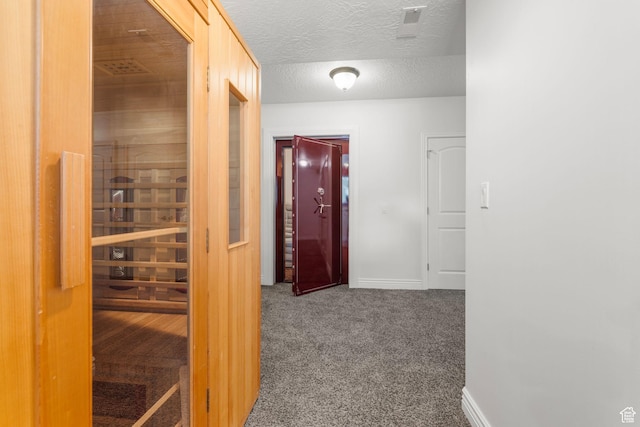13053 S 1300 W, Riverton, UT 84065 - hall with carpet, a sauna, baseboards, and a textured ceiling