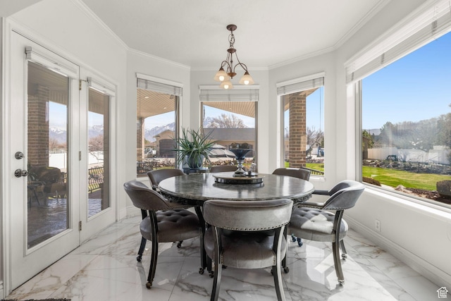 13053 S 1300 W, Riverton, UT 84065 - sunroom / solarium with marble finish flooring, ornamental molding, and baseboards