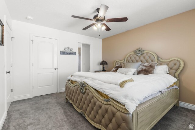 13053 S 1300 W, Riverton, UT 84065 - bedroom featuring carpet, baseboards, and ceiling fan