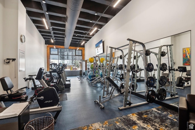 3720 N Sundial Ct Unit B417, Park City, UT 84098 - workout area featuring a towering ceiling