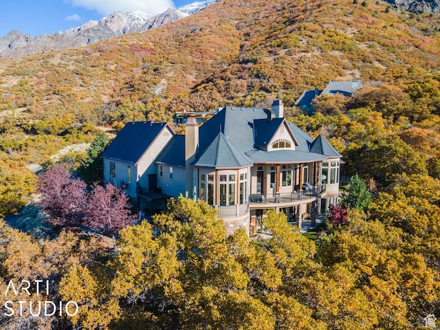 5055 Waterfall Dr, Pleasant View, UT 84414 - drone / aerial view featuring a mountain view