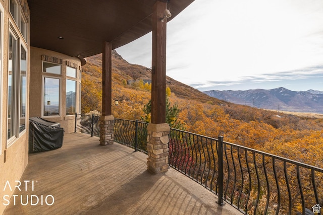 5055 Waterfall Dr, Pleasant View, UT 84414 - balcony featuring grilling area, a mountain view, and a view of trees