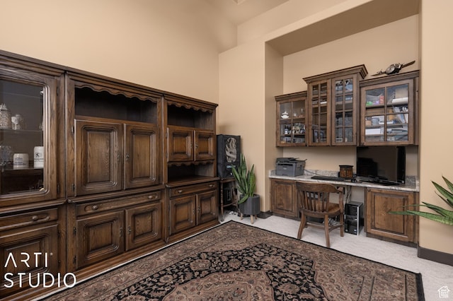 5055 Waterfall Dr, Pleasant View, UT 84414 - home office with carpet flooring and built in desk