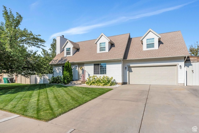 1468 S 100 W, Orem, UT 84058 - cape cod house with fence, an attached garage, driveway, a front lawn, and a shingled roof