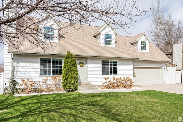 1468 S 100 W, Orem, UT 84058 - cape cod house featuring roof with shingles, driveway, entry steps, a front lawn, and a garage