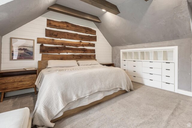 1468 S 100 W, Orem, UT 84058 - carpeted bedroom featuring lofted ceiling and wooden walls