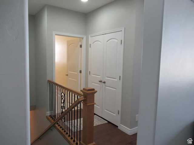 760 S Wellington Dr W, Kaysville, UT 84037 - hallway featuring baseboards, wood finished floors, and an upstairs landing