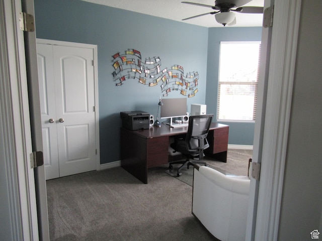 760 S Wellington Dr W, Kaysville, UT 84037 - carpeted home office featuring baseboards and ceiling fan