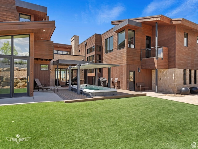 6639 E Chaparral Rd, Huntsville, UT 84317 - back of house featuring a balcony, a yard, and a patio area