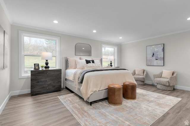 213 S Alpine Cir, Alpine, UT 84004 - bedroom with multiple windows, light wood-type flooring, baseboards, and ornamental molding