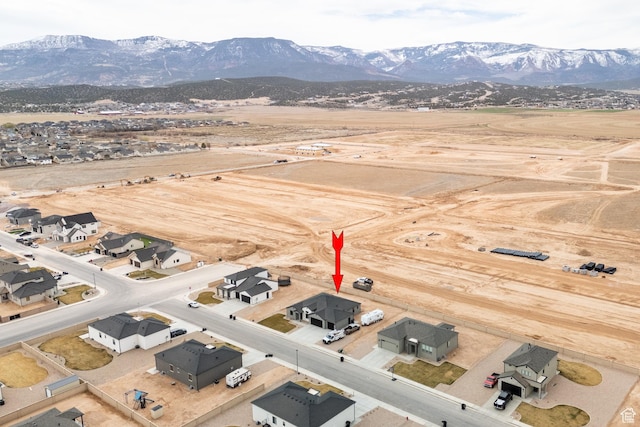 aerial view with a residential view and a mountain view