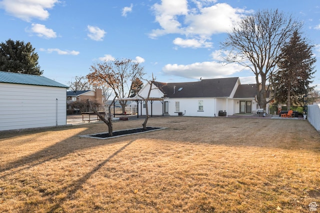 682 N 700 E, Lehi, UT 84043 - back of property featuring fence, a patio, stucco siding, a lawn, and a pergola