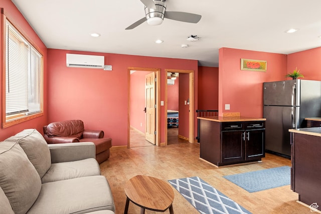 35 Lion Blvd, Springdale, UT 84767 - living area featuring recessed lighting, baseboards, a wall mounted air conditioner, and ceiling fan