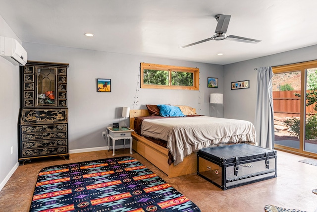 35 Lion Blvd, Springdale, UT 84767 - bedroom with baseboards, access to exterior, a wall mounted air conditioner, and recessed lighting