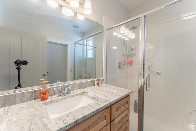 1009 E High Creek Rd, Cove, UT 84320 - bathroom with a stall shower and vanity