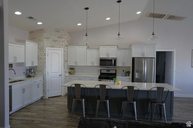 160 S 550 E Unit 18, Enterprise, UT 84725 - kitchen featuring a sink, appliances with stainless steel finishes, dark wood-type flooring, and visible vents