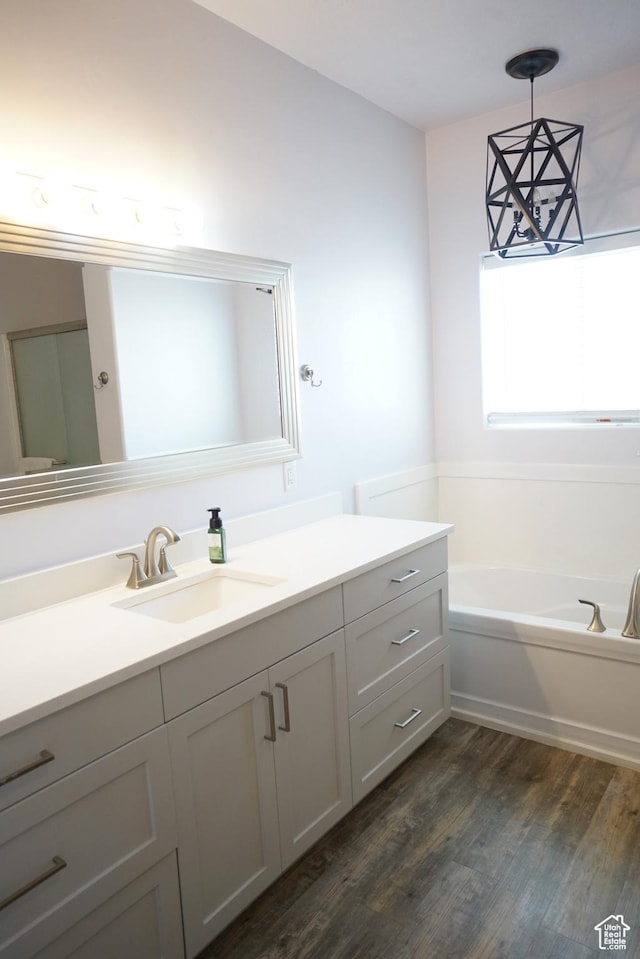 160 S 550 E Unit 18, Enterprise, UT 84725 - full bathroom featuring wood finished floors, a garden tub, and vanity