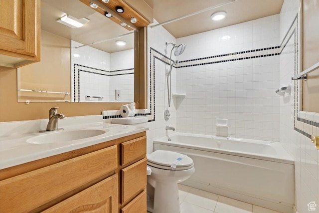 7342 S Promenade Cir E, Cottonwood Heights, UT 84121 - full bathroom with tile patterned floors, vanity, toilet, and tub / shower combination