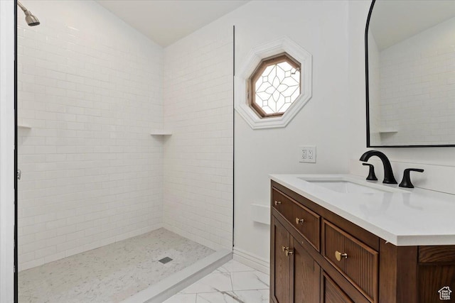 7342 S Promenade Cir E, Cottonwood Heights, UT 84121 - full bathroom with marble finish floor, a stall shower, and vanity