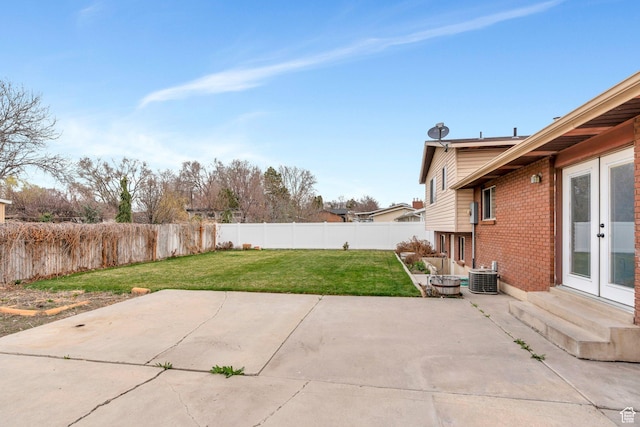 975 N 200 E, Lehi, UT 84043 - view of patio / terrace featuring a fenced backyard, cooling unit, entry steps, and french doors