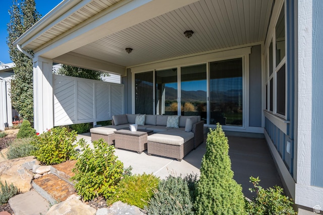 680 S Appenzell Ln, Midway, UT 84049 - view of patio / terrace with an outdoor hangout area and fence